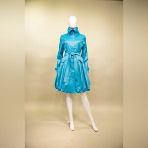Womens Bubble Trench Coat Dress Like New SzSmall Aqua